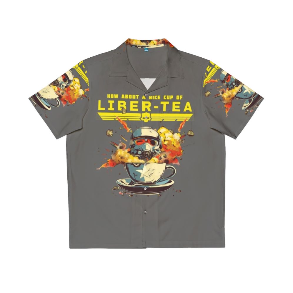 Helldivers II Hawaiian Shirt with sci-fi co-op gaming design