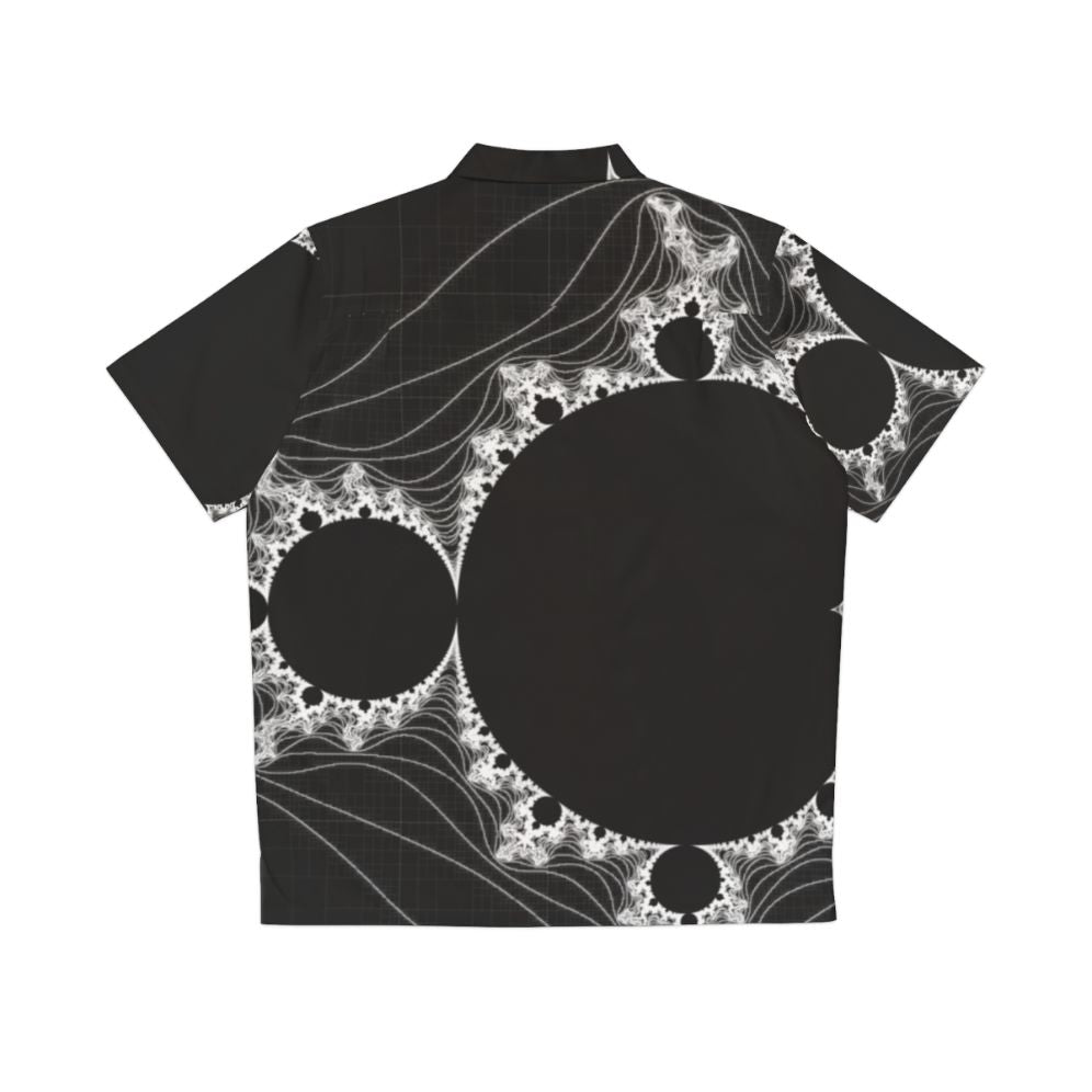 "Minimalist Fractal Design White Linear Mandelbrot Hawaiian Shirt" - Back