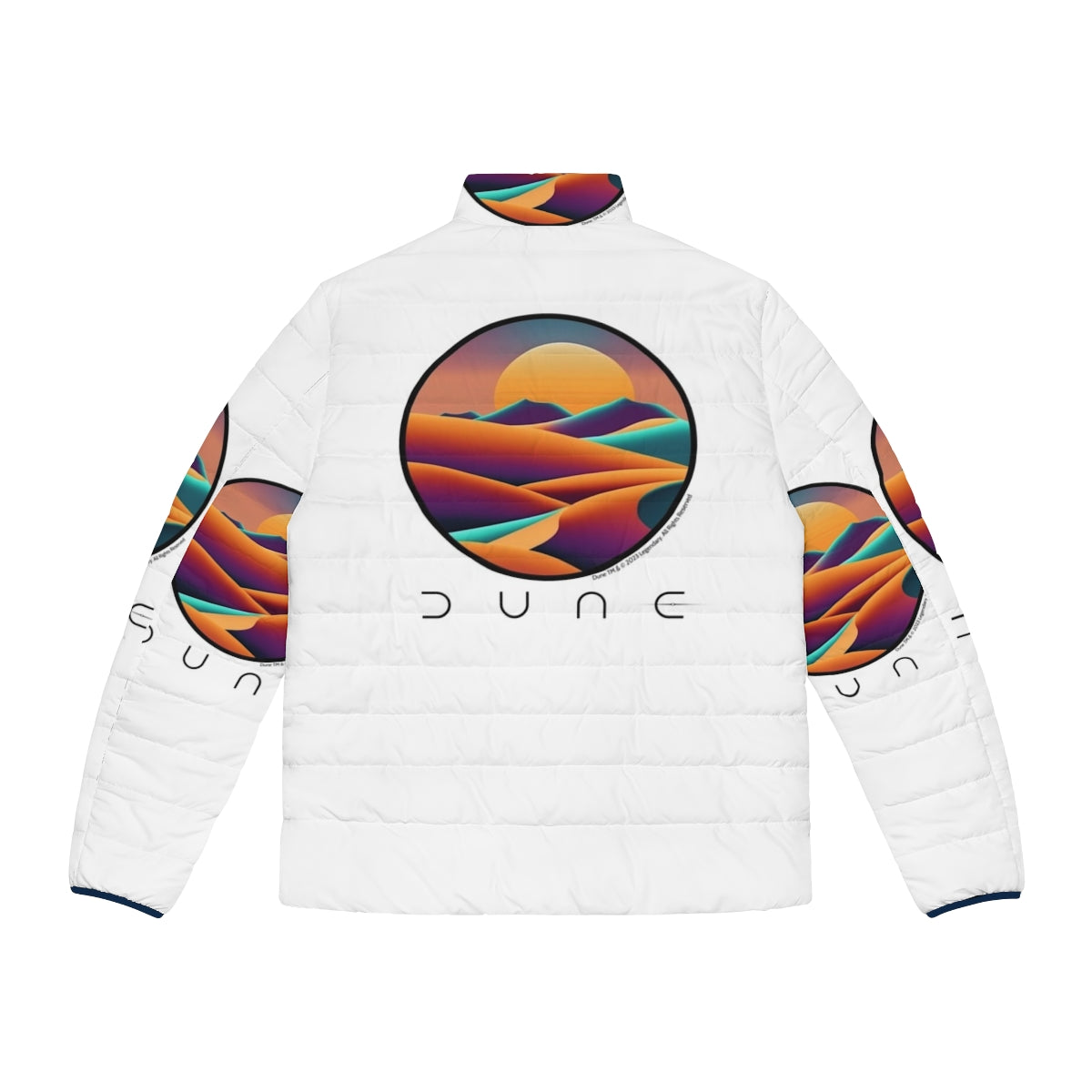 Dune landscape puffer jacket featuring a desert scene - Back