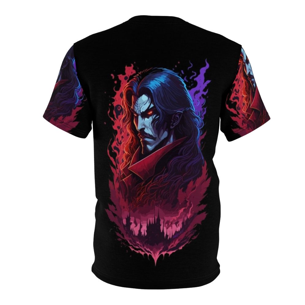 Castlevania-inspired t-shirt featuring Dracula, the iconic antagonist from the Netflix anime series. - Back