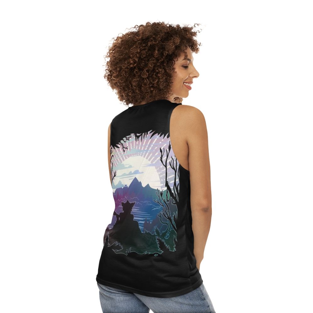 Unisex furry music anthology horizon design tank top - women back