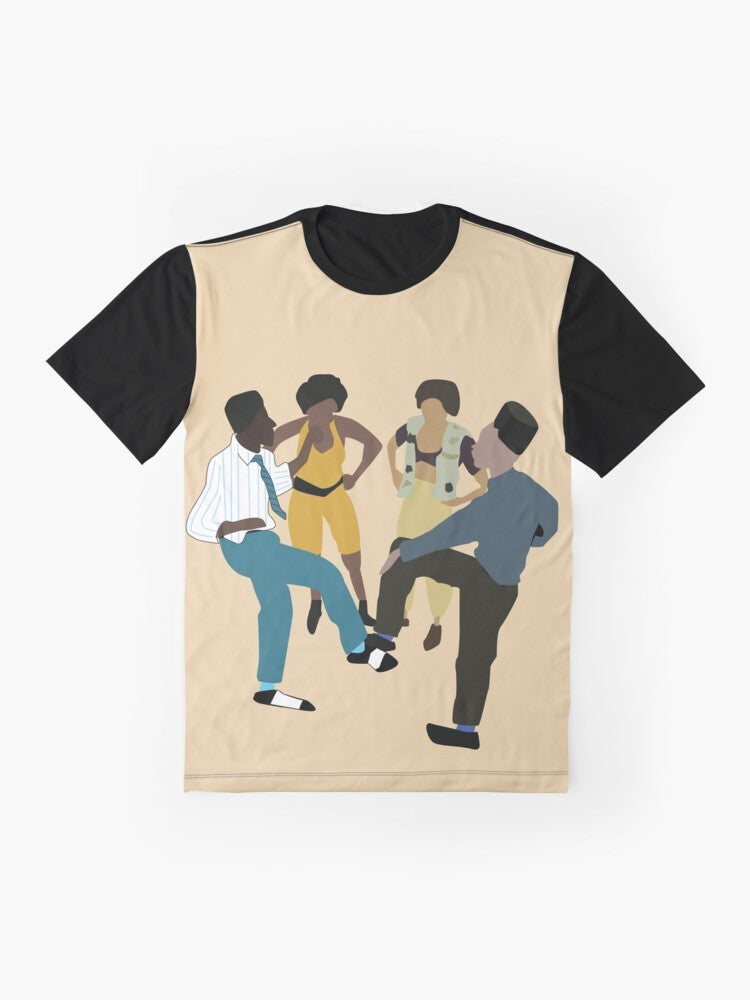 90s House Party Graphic T-Shirt with Hip Hop Inspired Design - Flat lay