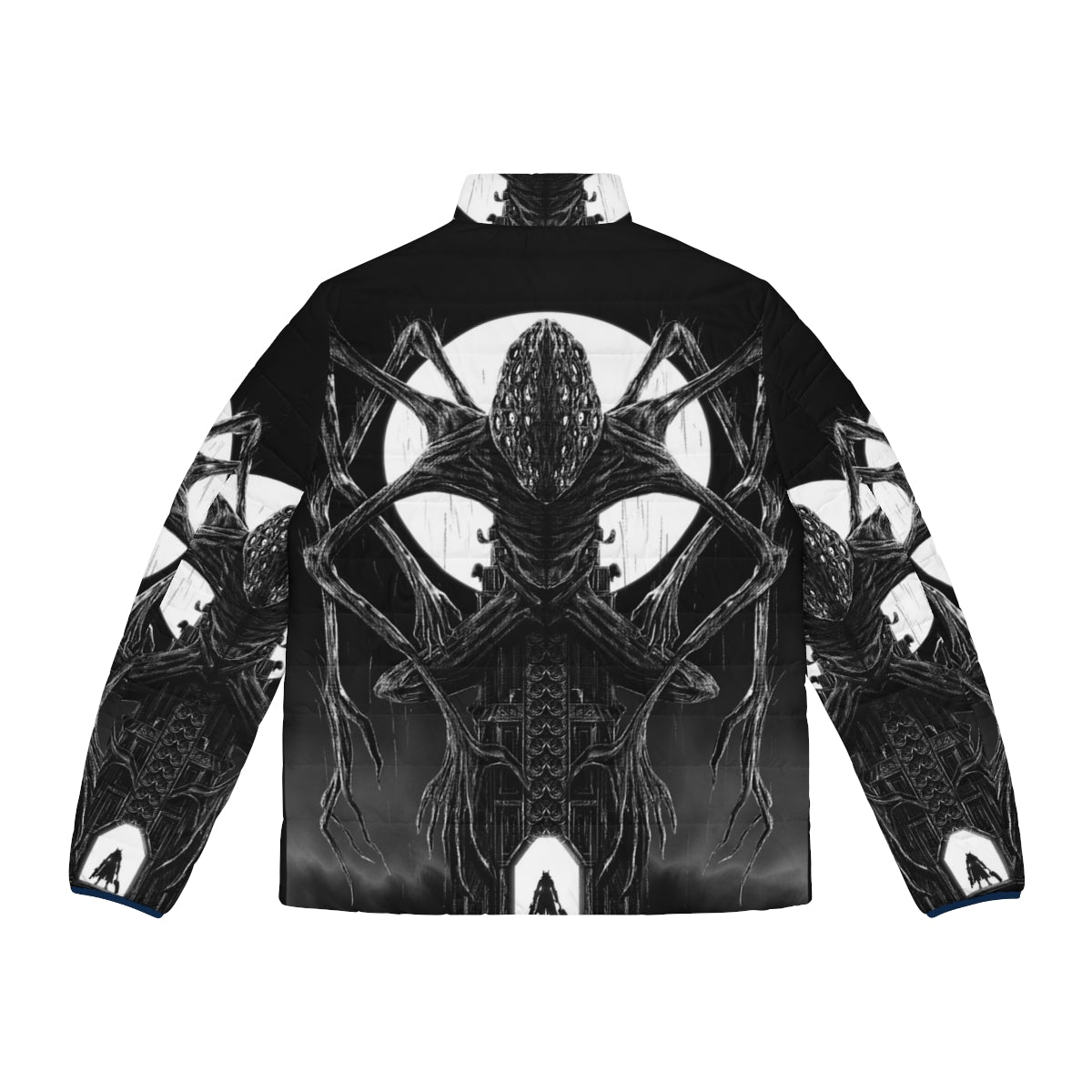 Amygdala Hunter Puffer Jacket - Bloodborne inspired outerwear with horror and fantasy elements - Back