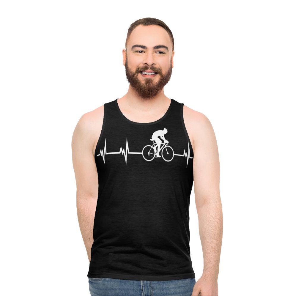 Cycling in a Heartbeat Unisex Tank Top - men