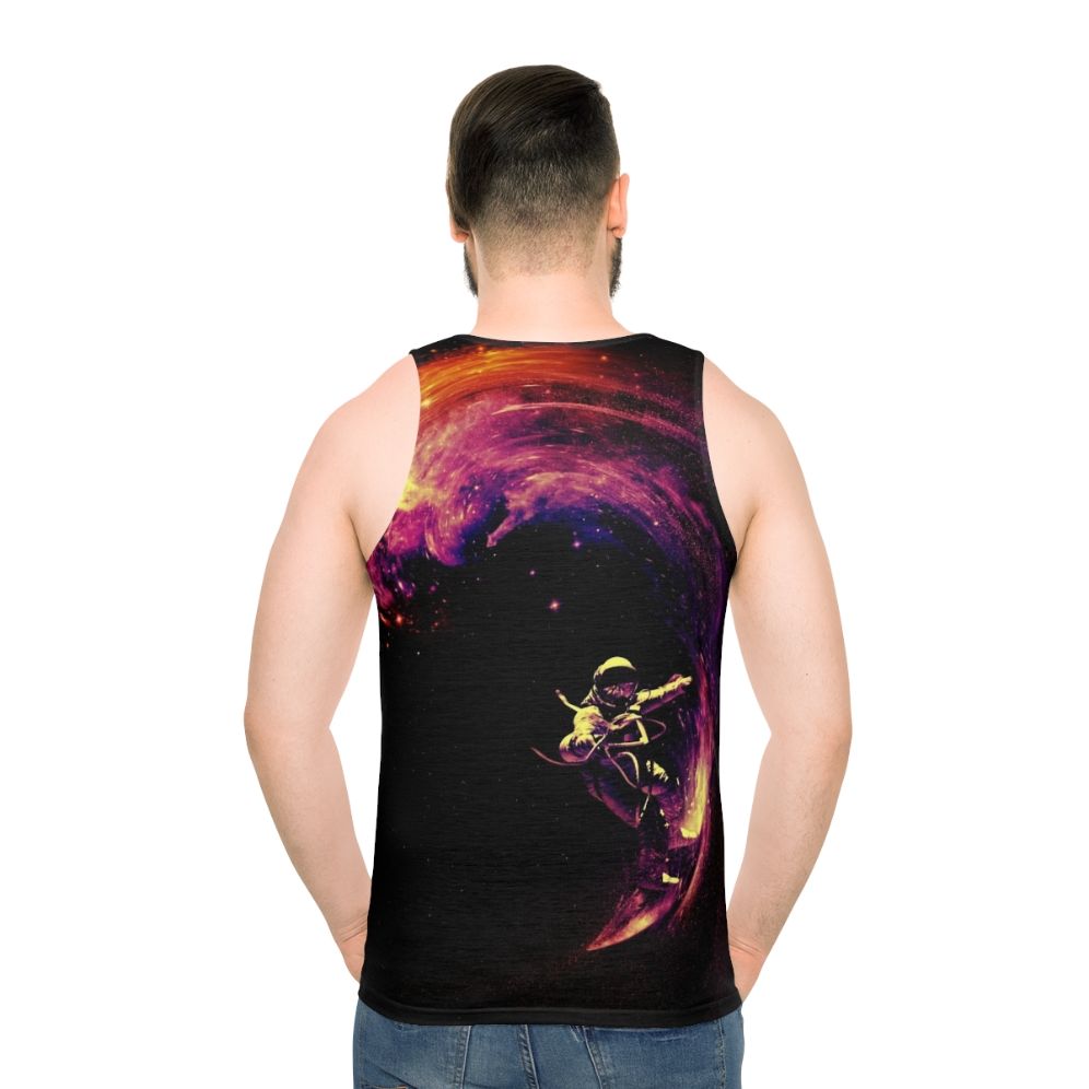 Cosmic surfing unisex galaxy tank top - men back