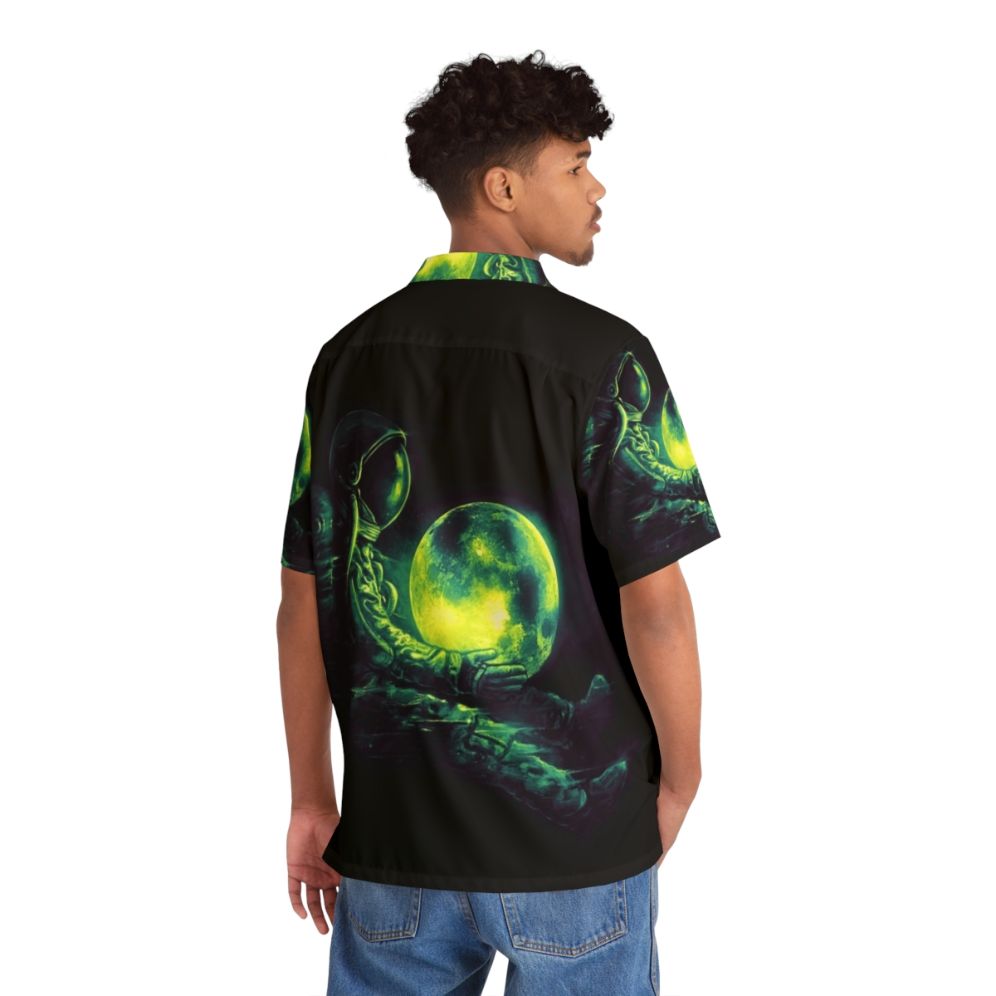 Cosmic play moon Hawaiian shirt with galaxy design and celestial pattern - People Back