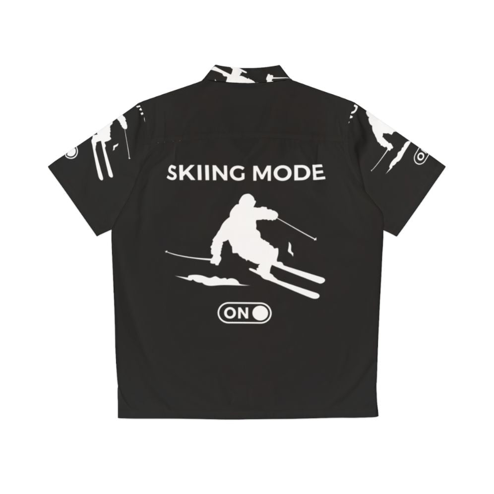 Skier wearing Hawaiian shirt with skiing graphics - Back