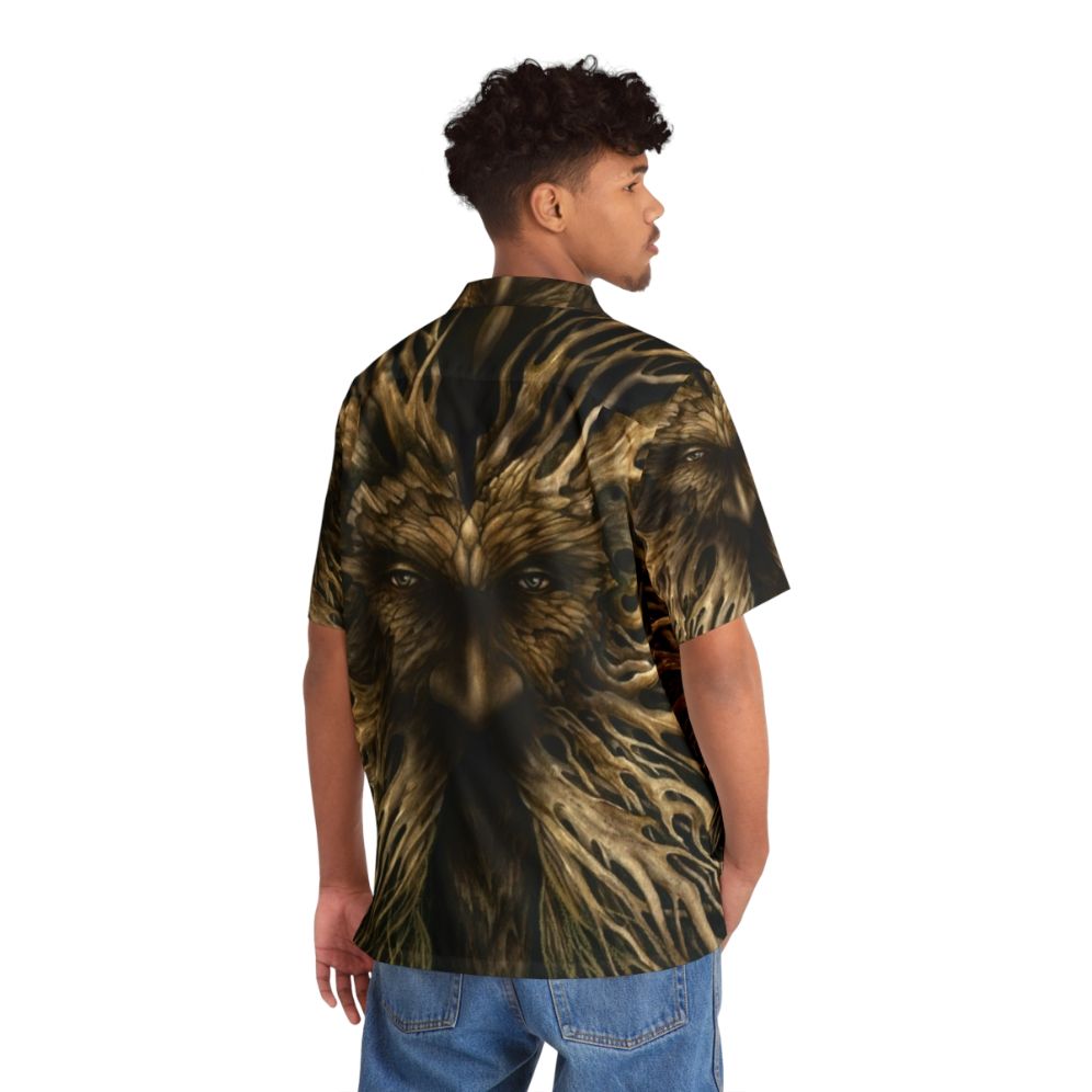 Lord of the Greenwood Hawaiian Shirt with Green Man Deity Design - People Back