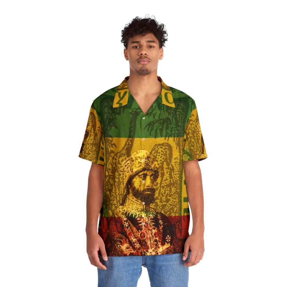 Haile Selassie Emperor of Ethiopia Rastafarian Hawaiian Shirt - People Front