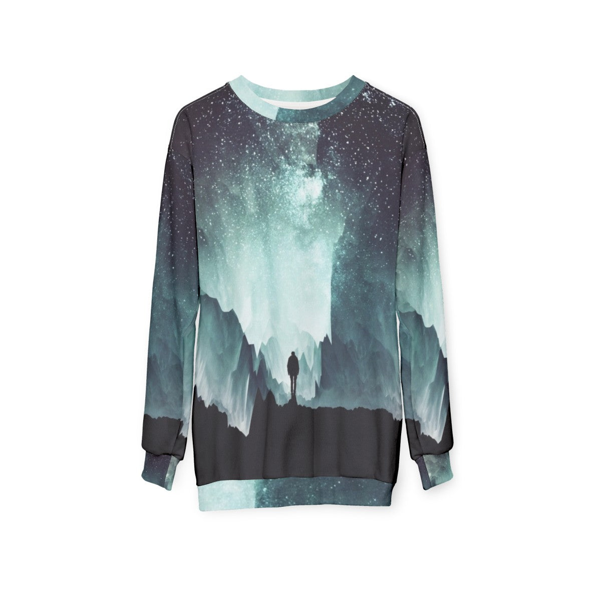 Northern Sweatshirt with Milky Way Galaxy Silhouette - hanging