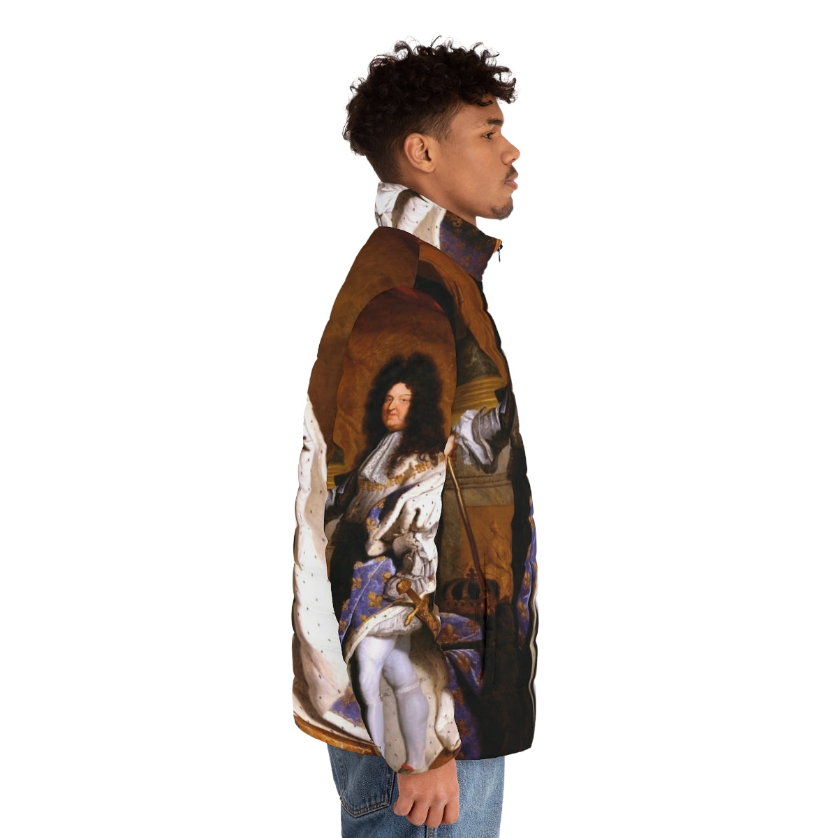 Puffer jacket inspired by Hyacinth Rigaud's painting of King Louis XIV - men side right