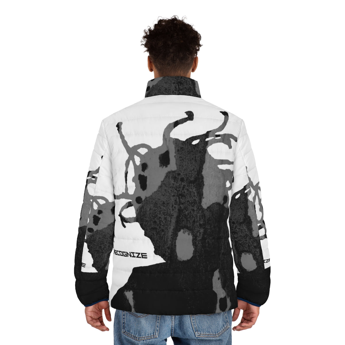 ODB Grey Puffer Jacket with Ol' Dirty Bastard Inspired Design - men back