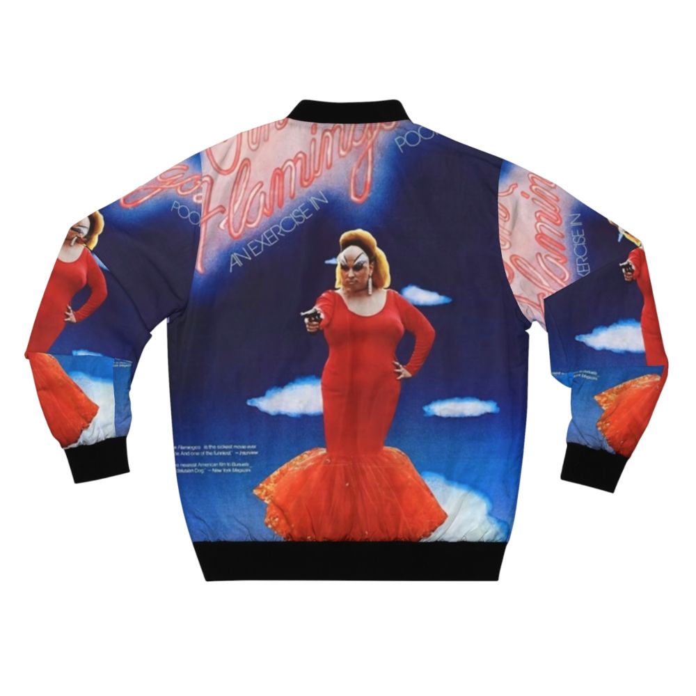 Pink Flamingos John Waters Inspired Bomber Jacket featuring the iconic flamingo and 90s movie aesthetic - Back