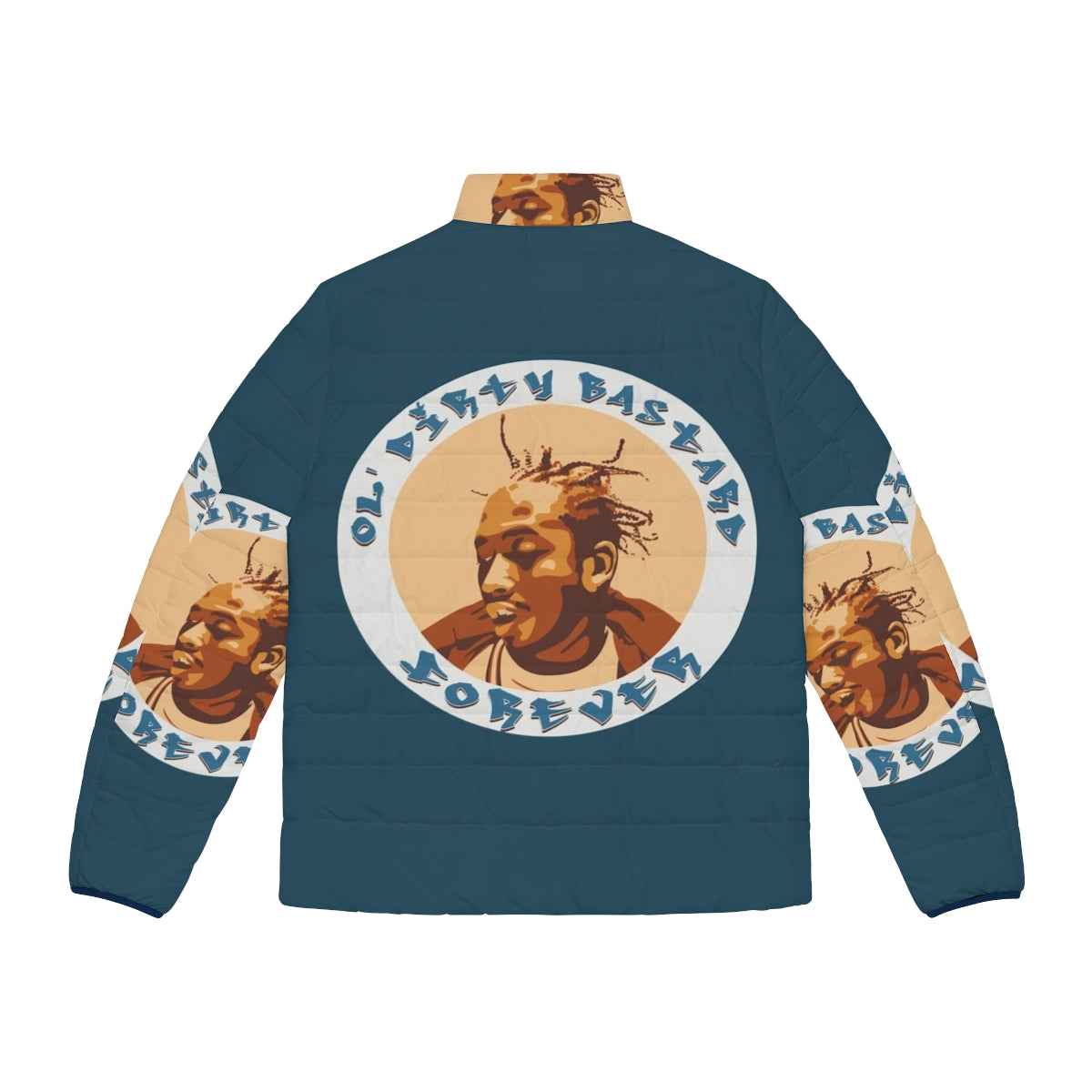 Ol Dirty Bastard Forever Tribute Puffer Jacket with focus on 90s East Coast hip hop - Back