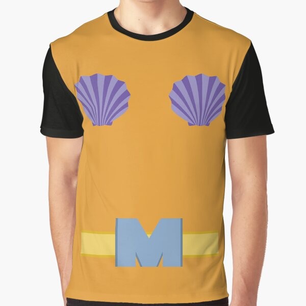 Mermaid Man graphic t-shirt for Spongebob fans, featuring the iconic superhero costume from the Nickelodeon cartoon.