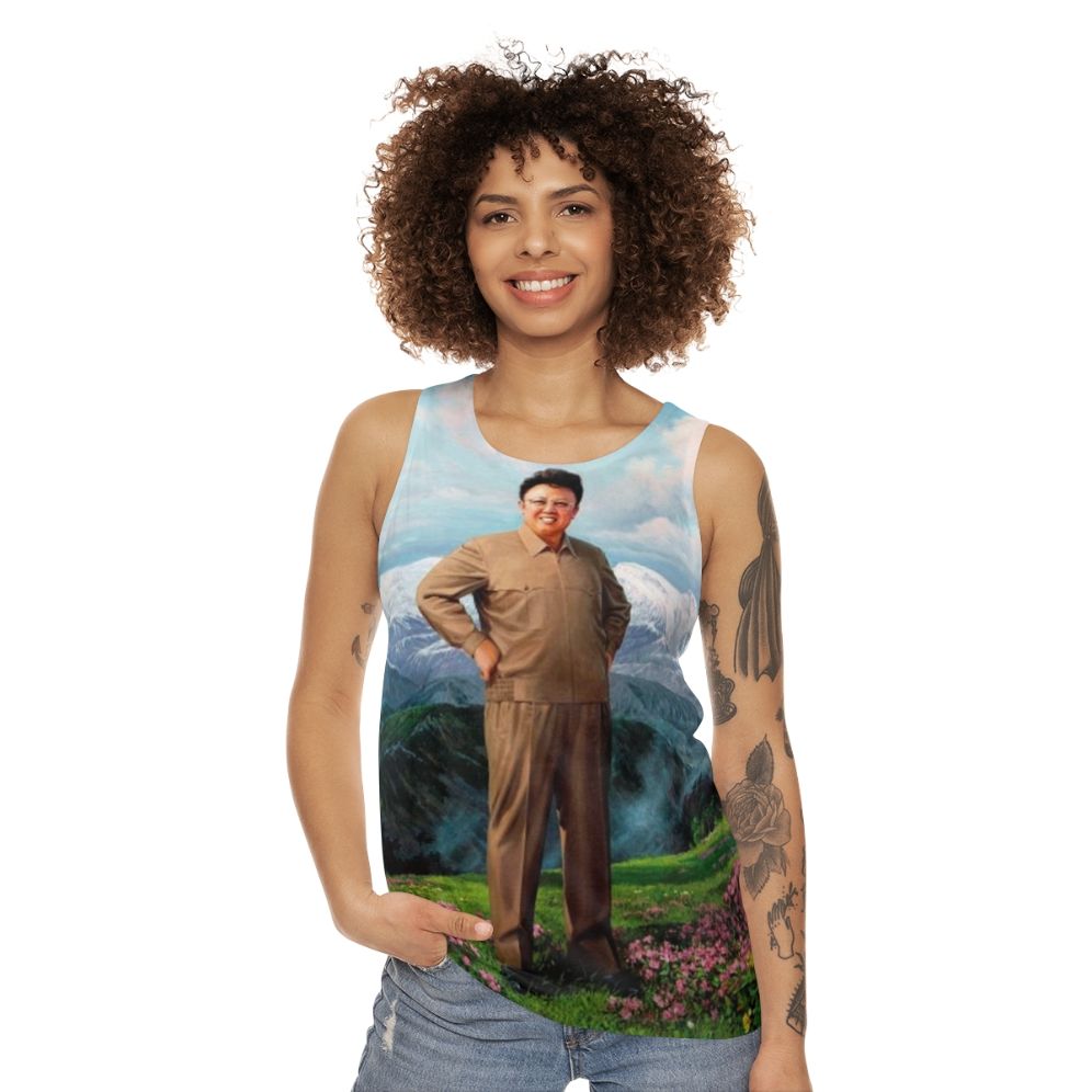 Supreme Leader Kim Jong Il Unisex Humor Tank Top - women