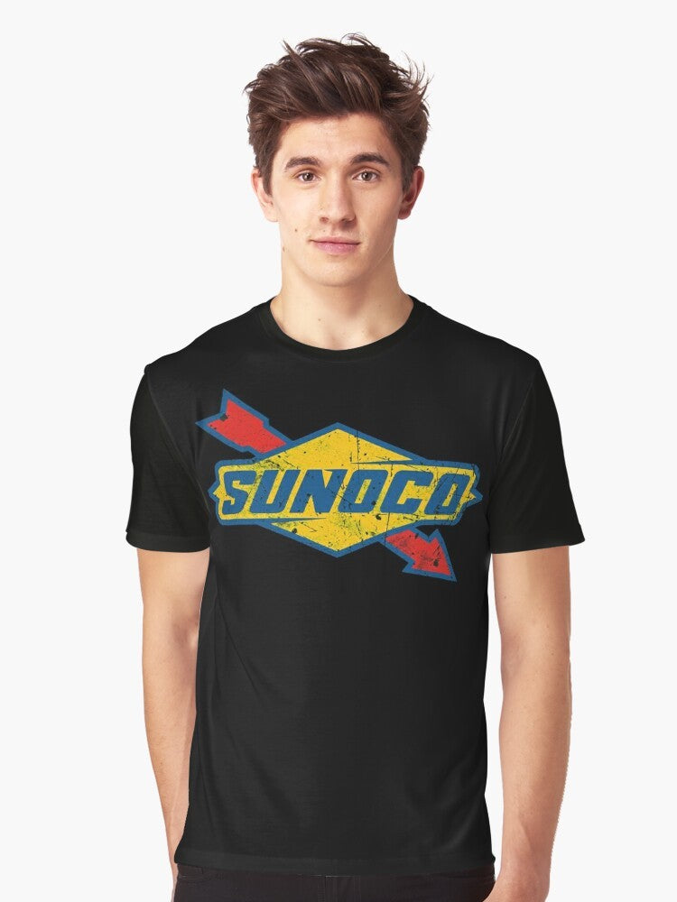 Sunoco Vintage Oil Company Graphic T-Shirt featuring a retro racing graphic design - Men