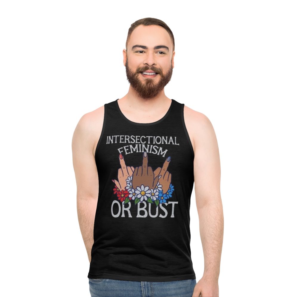 Intersectional feminism or bust unisex tank top - men