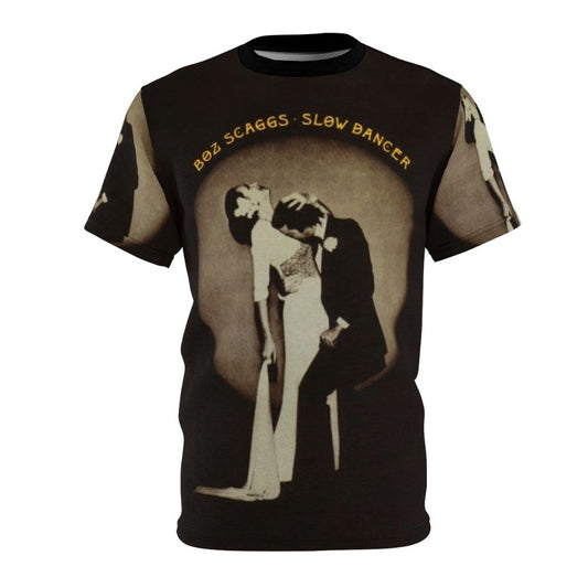 Unisex t-shirt featuring a retro-inspired design inspired by Boz Scaggs' "Slow Dancer" song and yacht rock era