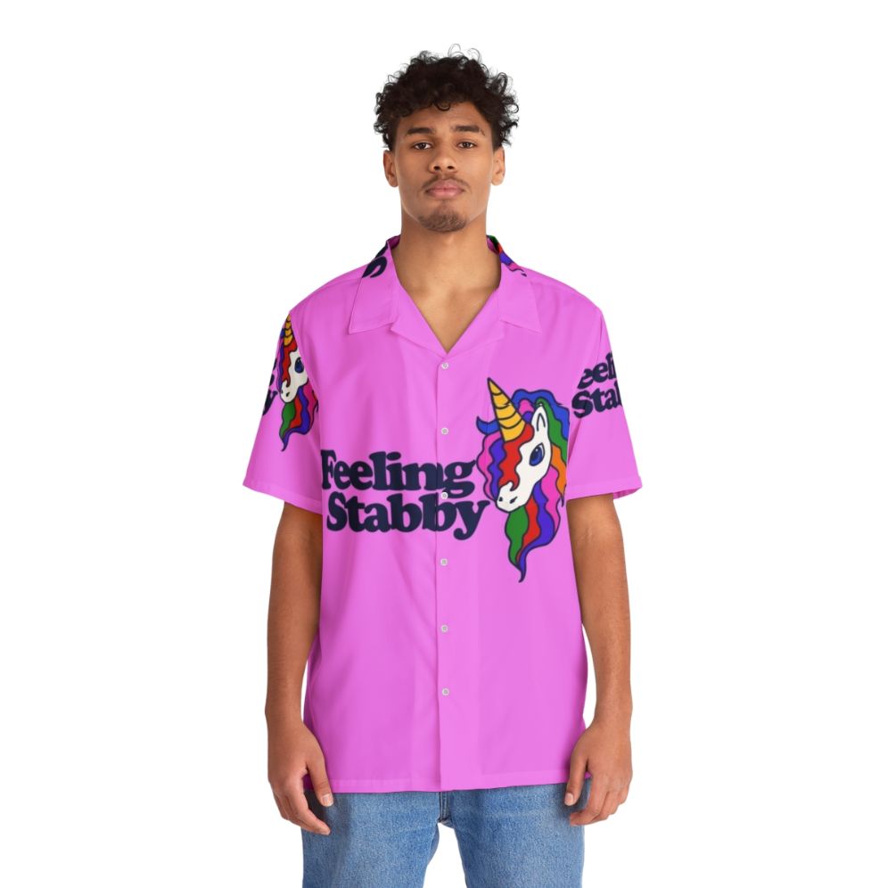 Feeling Stabby Sassy Hawaiian Shirt with Unicorns - People Front