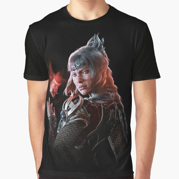 Baldur's Gate 3 Shadowheart character illustration graphic t-shirt