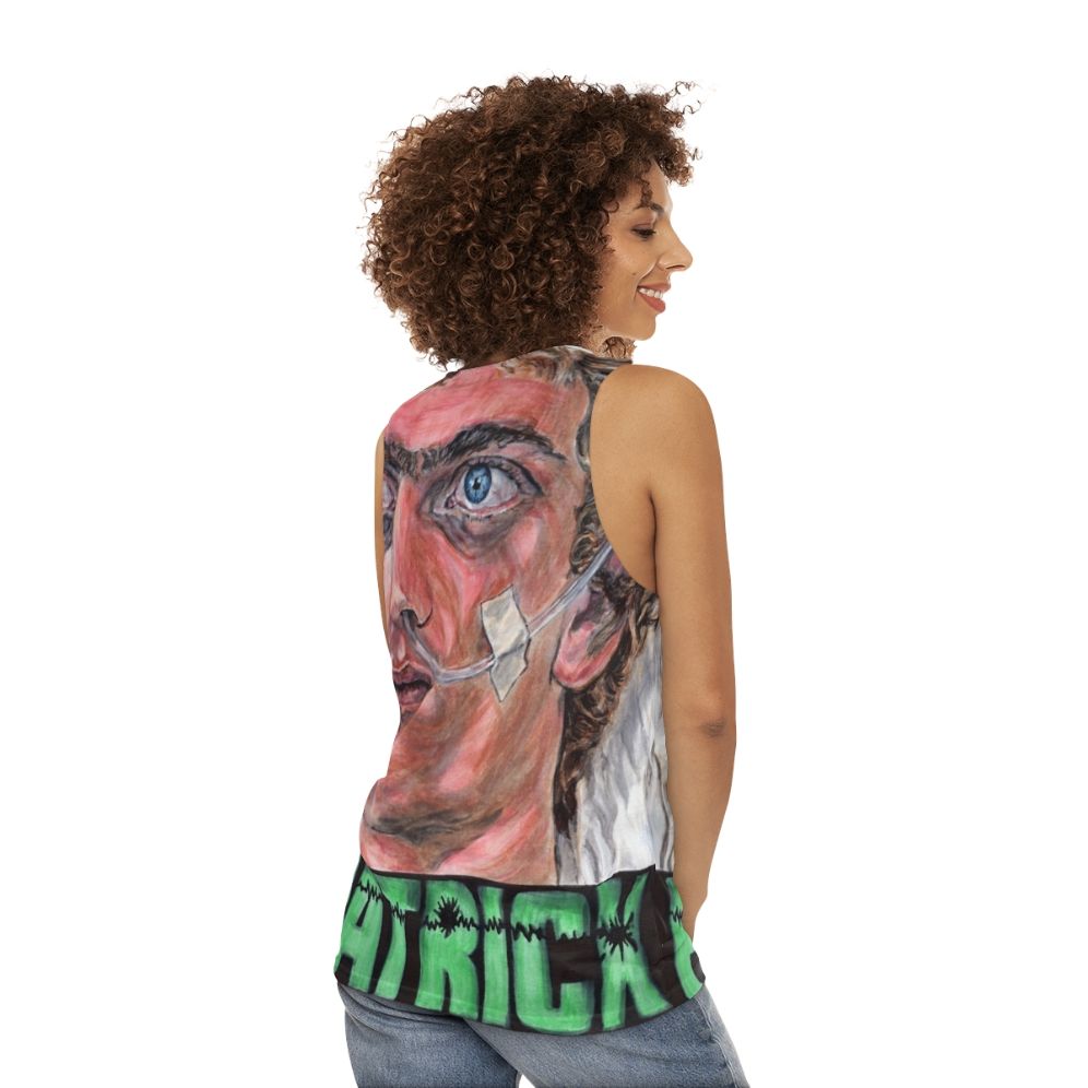 Unisex tank top featuring horror movie from 70s Australian cinema - women back