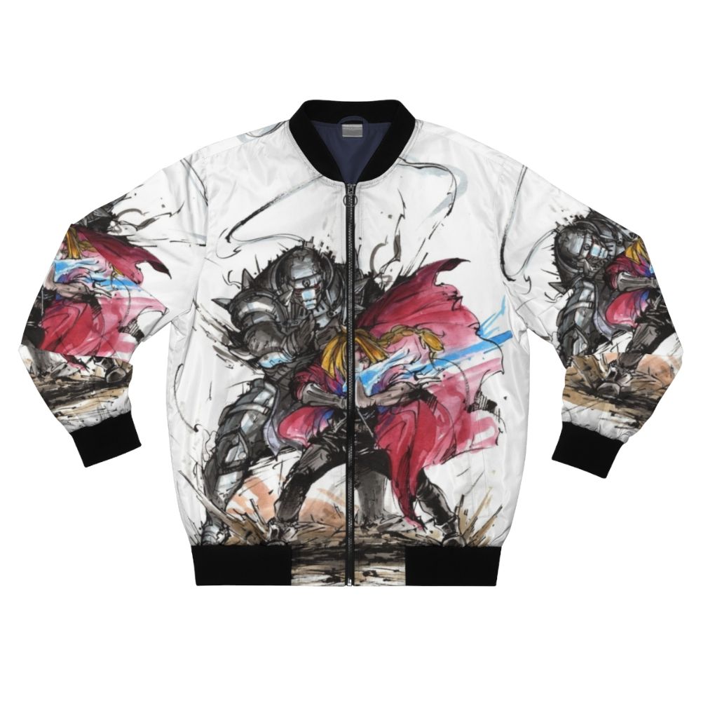 Fullmetal Alchemist inspired bomber jacket with Edward Elric and Alphonse Elric design