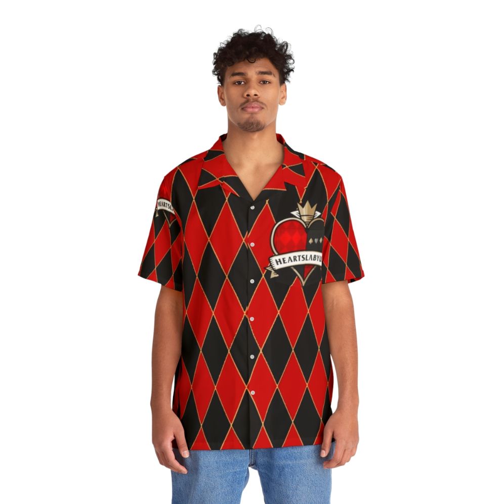 Heartslabyul Hawaiian Shirt with Twisted Wonderland characters - People Front