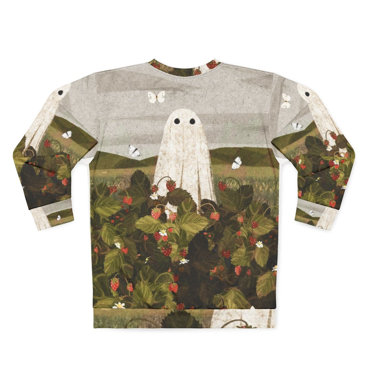 Strawberry Fields ghostly sweatshirt with haunting floral design - Back