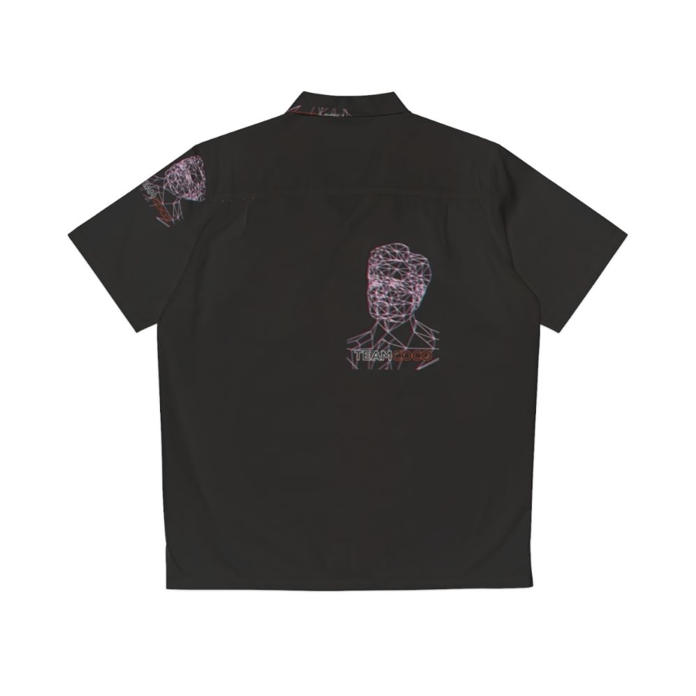 Team Coco Anaglyph Hawaiian Shirt featuring a vector line art portrait of Conan O'Brien - Back