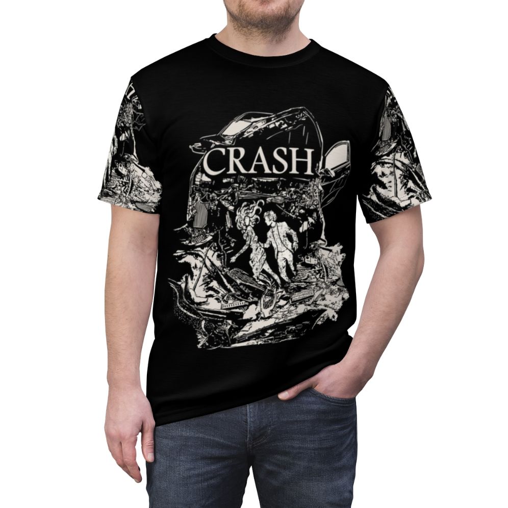 Retro-style graphic tee inspired by the 1996 film "Crash" directed by David Cronenberg - men front