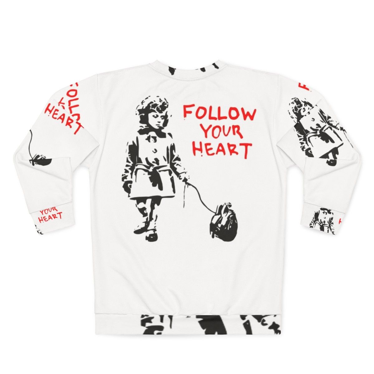 Banksy "Follow Your Heart" Sweatshirt featuring iconic street art design - Back