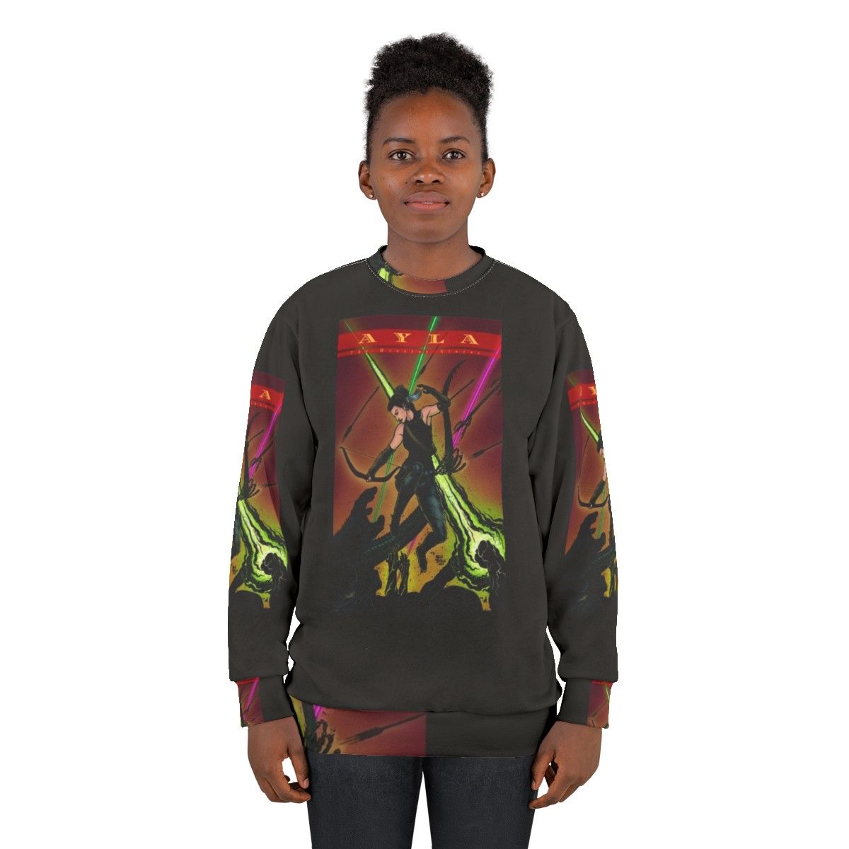 Ayla The Monster Slayer Jumping Into Battle Sweatshirt - women