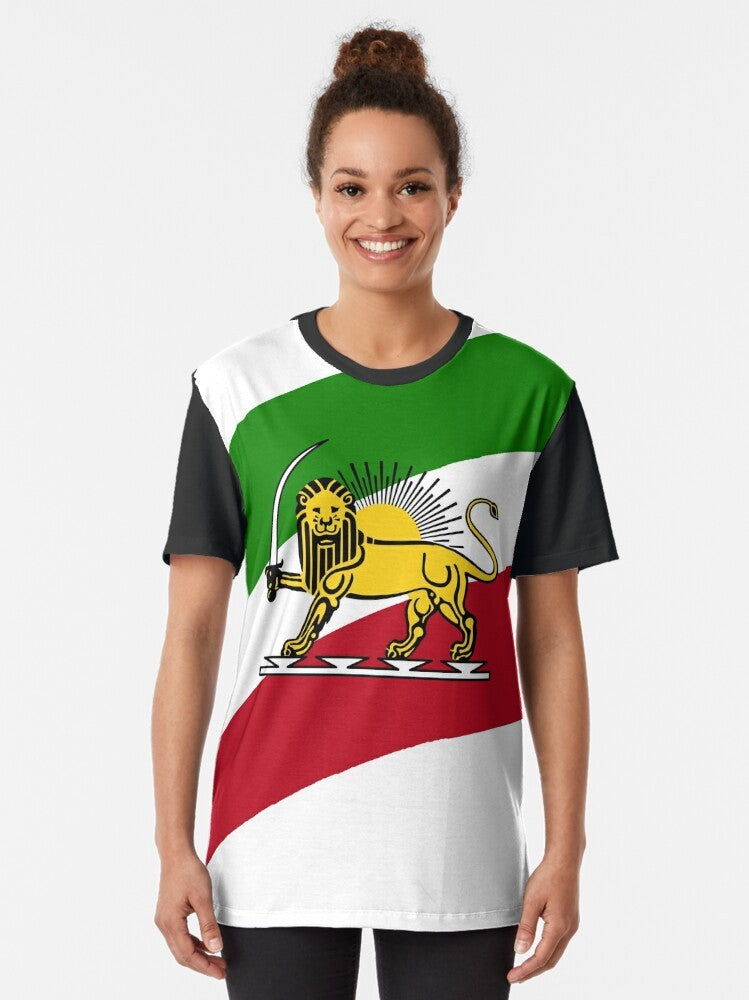 Iran flag with a Persian lion graphic design on a t-shirt - Women