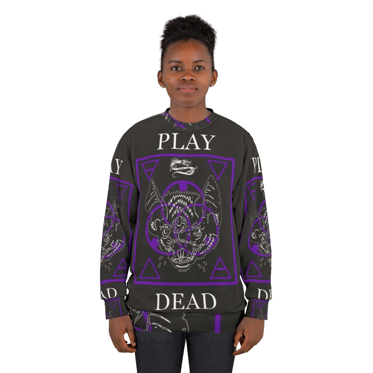 Vampire bat play dead graphic sweatshirt - women