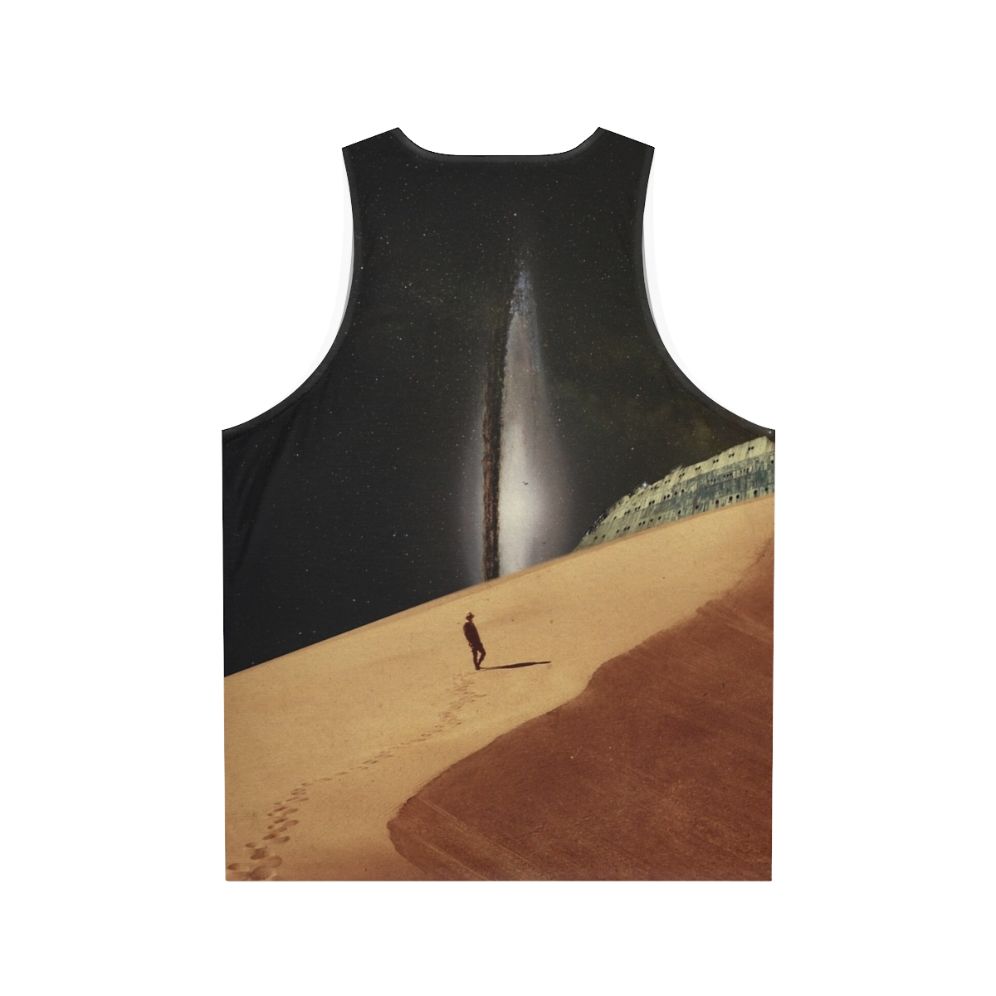 Retro collage design tank top depicting a dreamy desert landscape with stars and space elements - Back