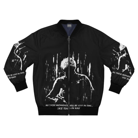 Blade Runner inspired bomber jacket with "Tears in Rain" quote