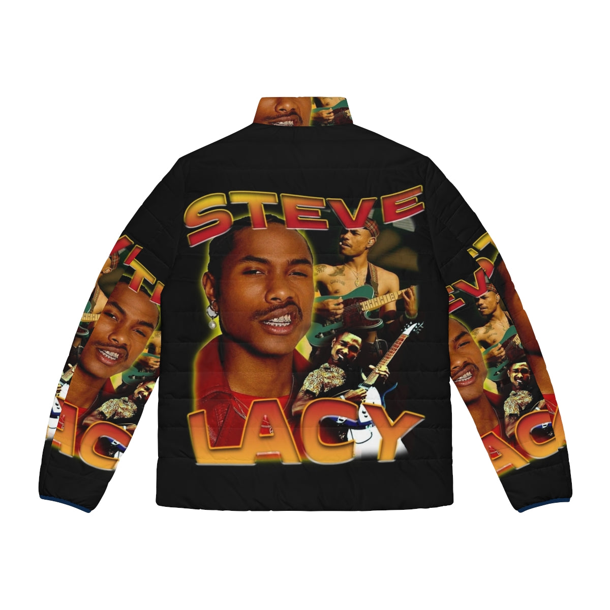 Steve Lacy inspired bootleg puffer jacket with vintage hip hop and R&B style - Back