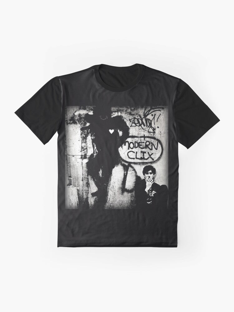 Charly Garcia graphic t-shirt featuring modern Argentine music art in black and white - Flat lay