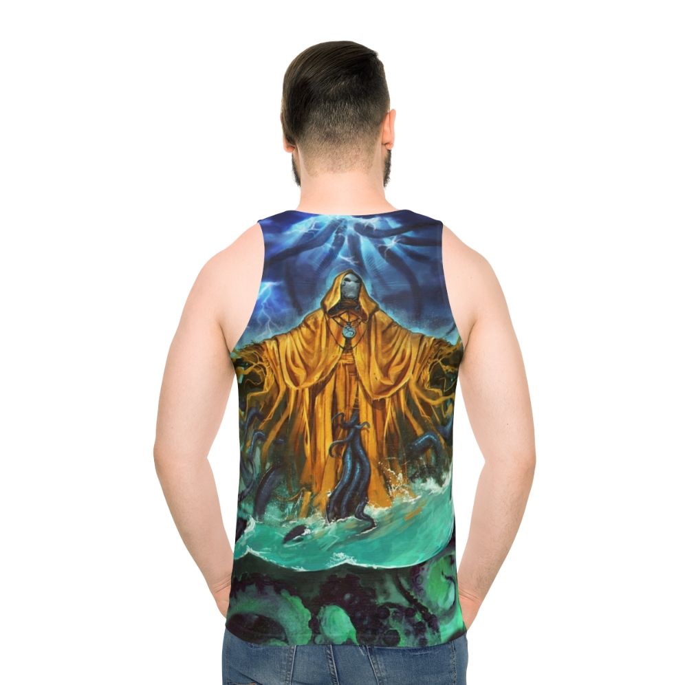 Unisex tank top with Lovecraft horror design - men back