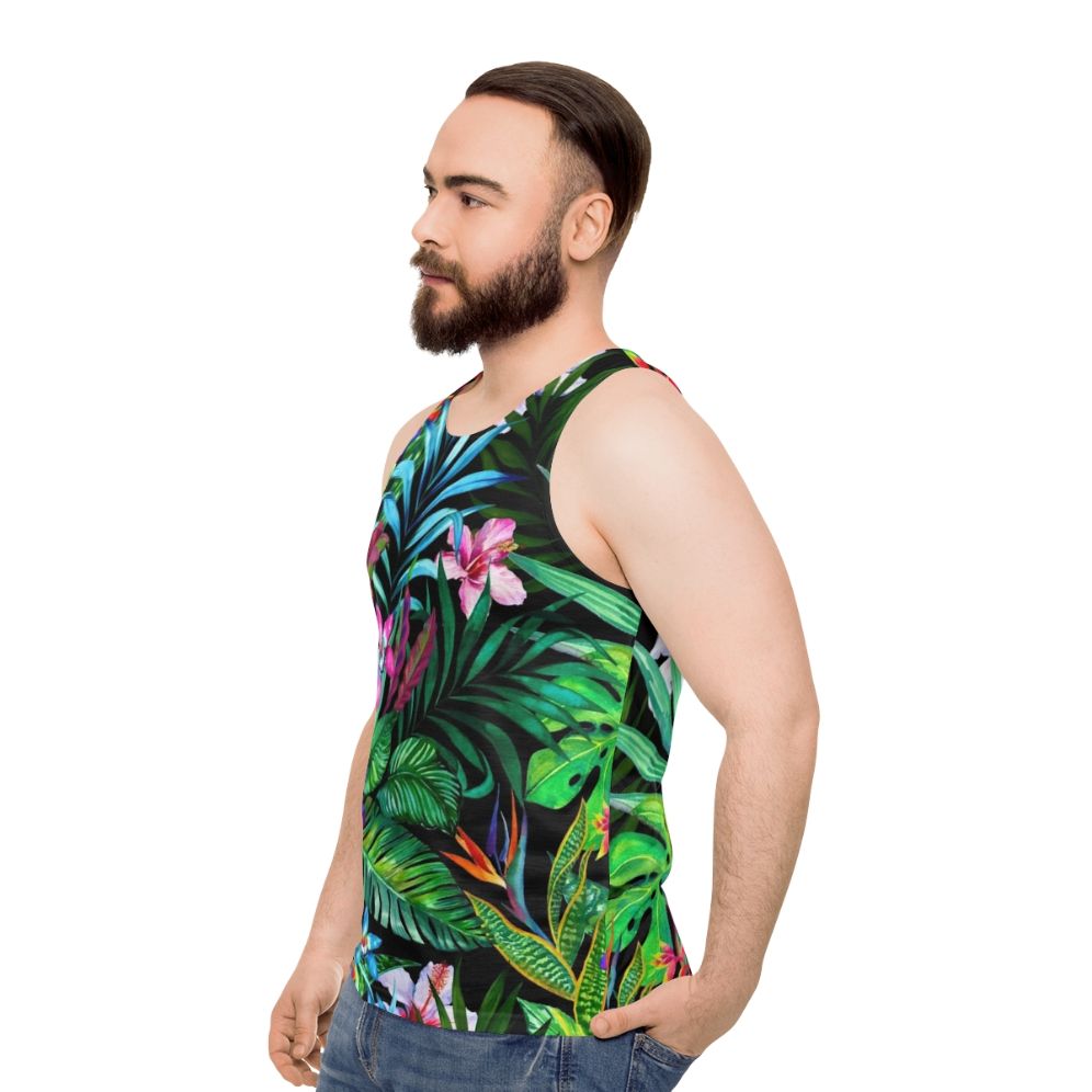 Tropical floral unisex tank top - men side