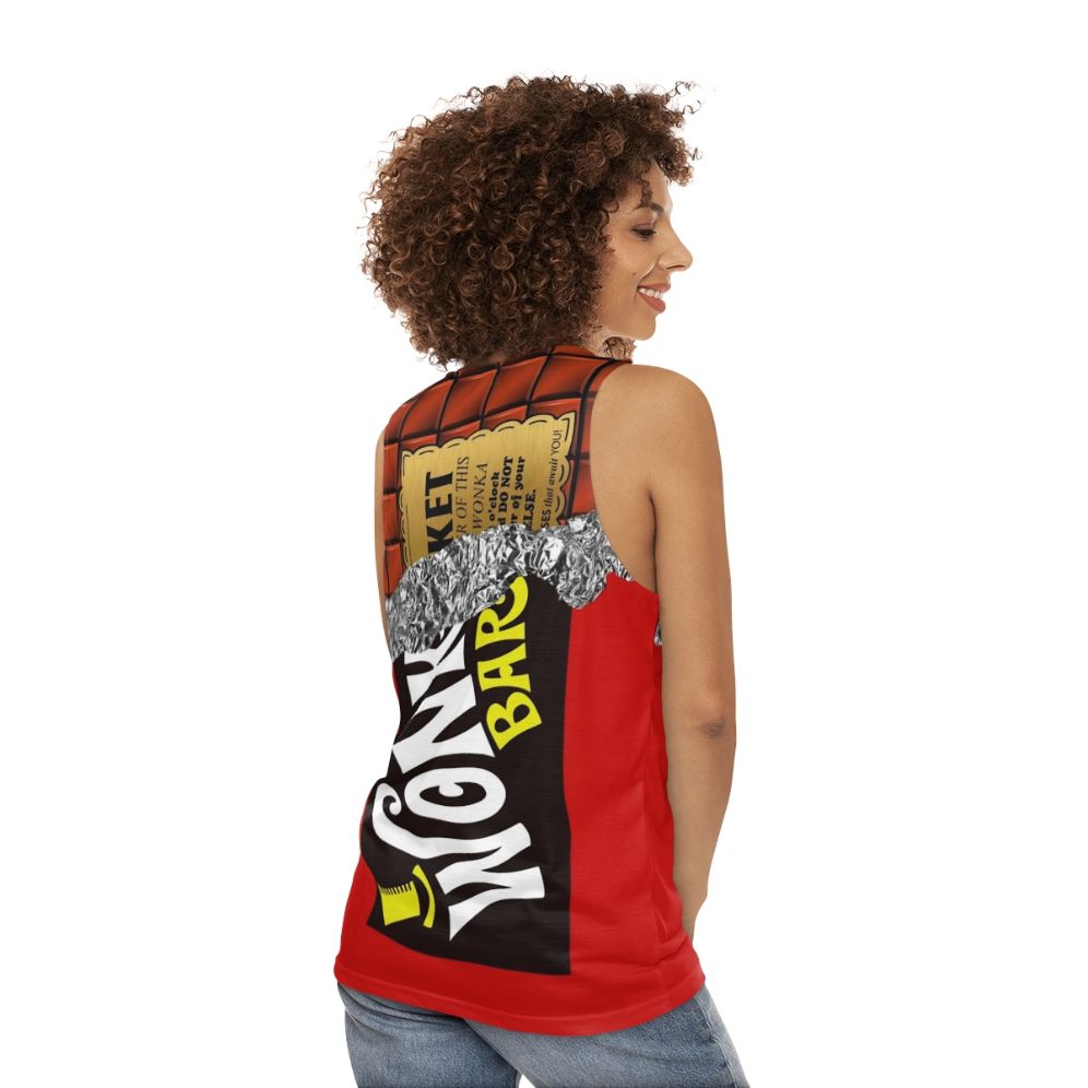 Retro golden ticket unisex tank top - women back