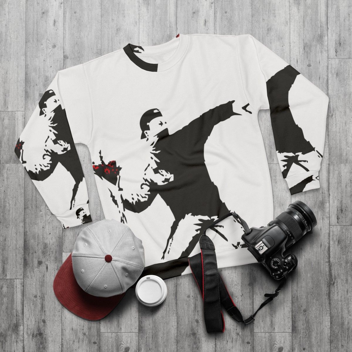 Banksy Flower Thrower Sweatshirt - flat lay