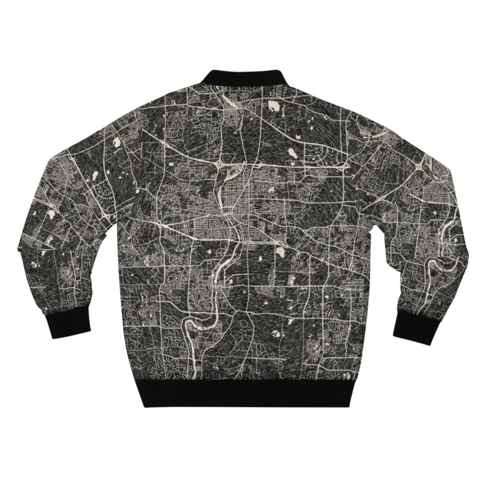 Elgin Illinois map bomber jacket with ink lines and graphic design - Back