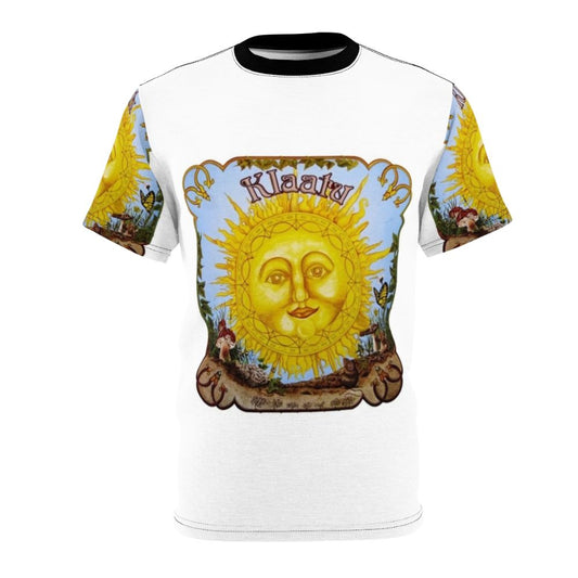 Vintage-inspired Klaatu t-shirt with retro, progressive rock, psychedelic, and folk design