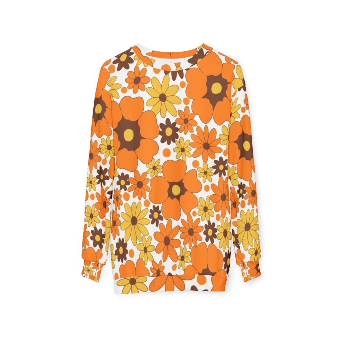 Retro 70s floral pattern sweatshirt - hanging