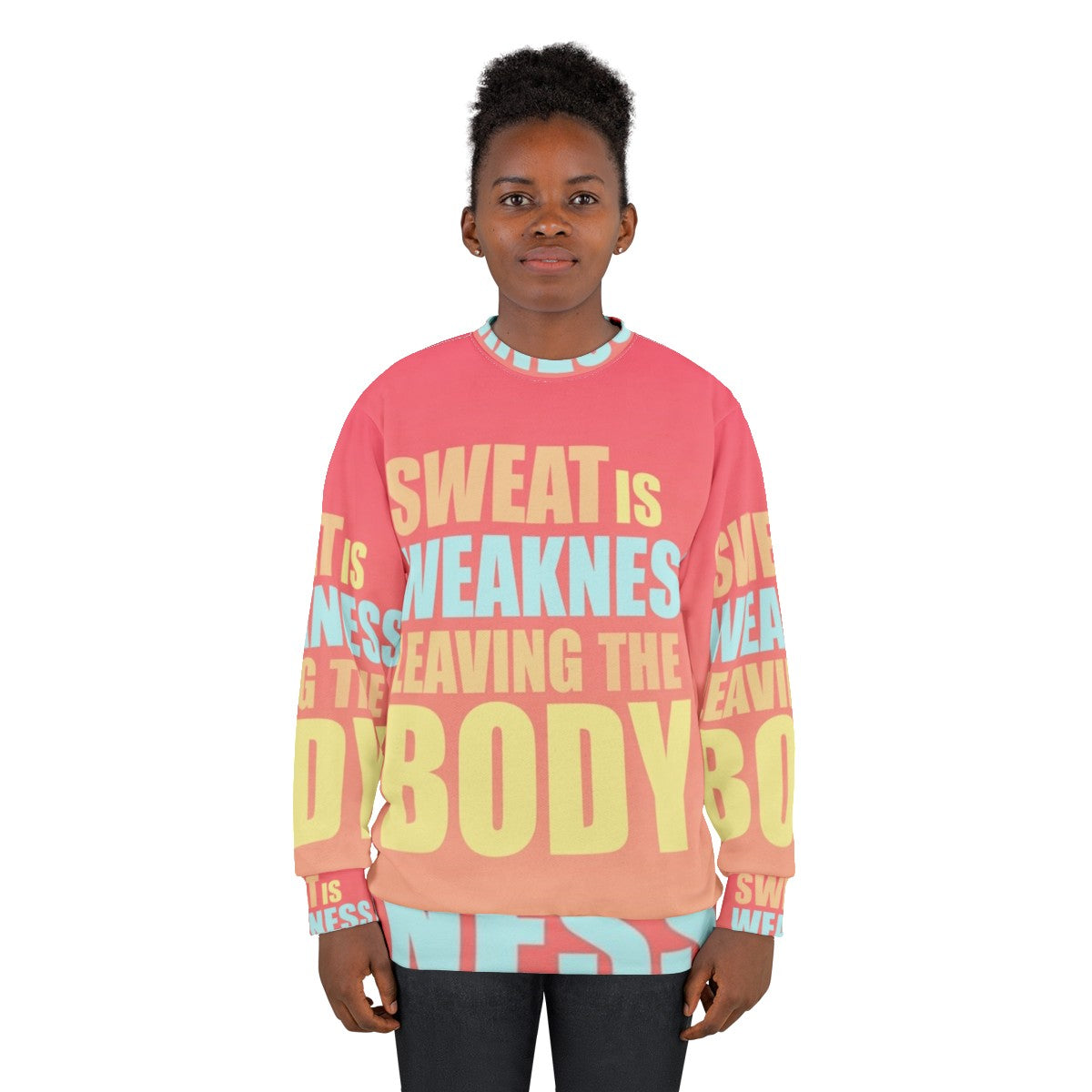 Motivational 'Space Force' sweatshirt with 'Sweat is Weakness Leaving the Body' design - women