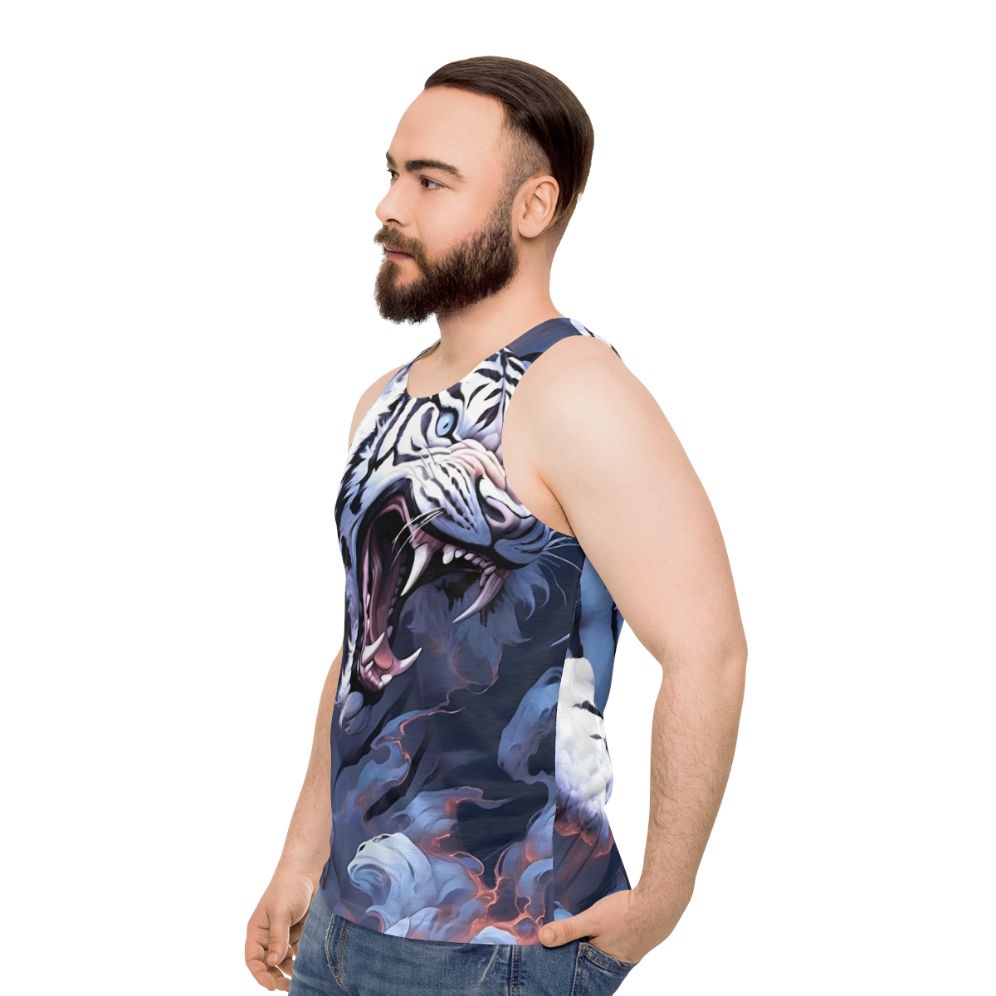 White tiger legendary animal unisex tank top - men side