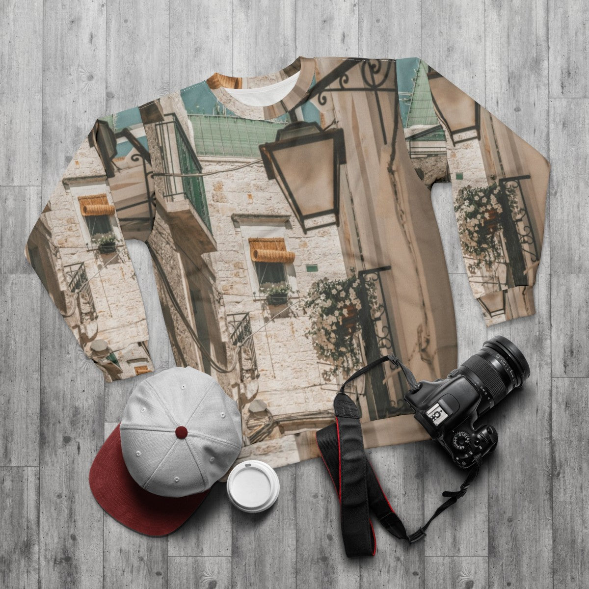 Puglia landscape Italian sweatshirt - flat lay