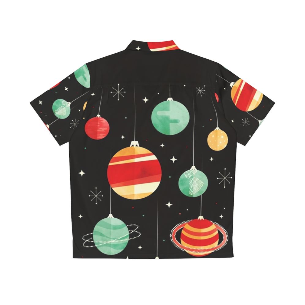 Cosmic Christmas Joy Hawaiian Shirt with planets, stars, and vintage-inspired design - Back